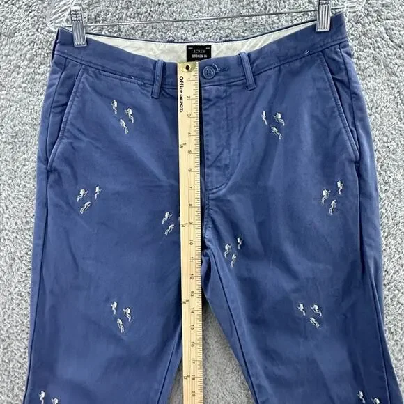 J. Crew Men's 30 x 34 Chinos Blue Straight Leg Embroidered Scuba Divers Vacation - Picture 5 of 12